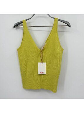 Kilte Collection Rei Tank in Lemon-Lime Cotton-Cashmere size 0/XS V-Neck Top